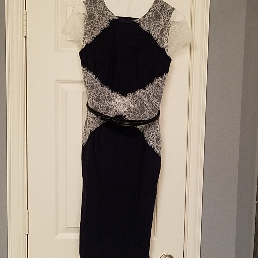 Dark navy midi dress